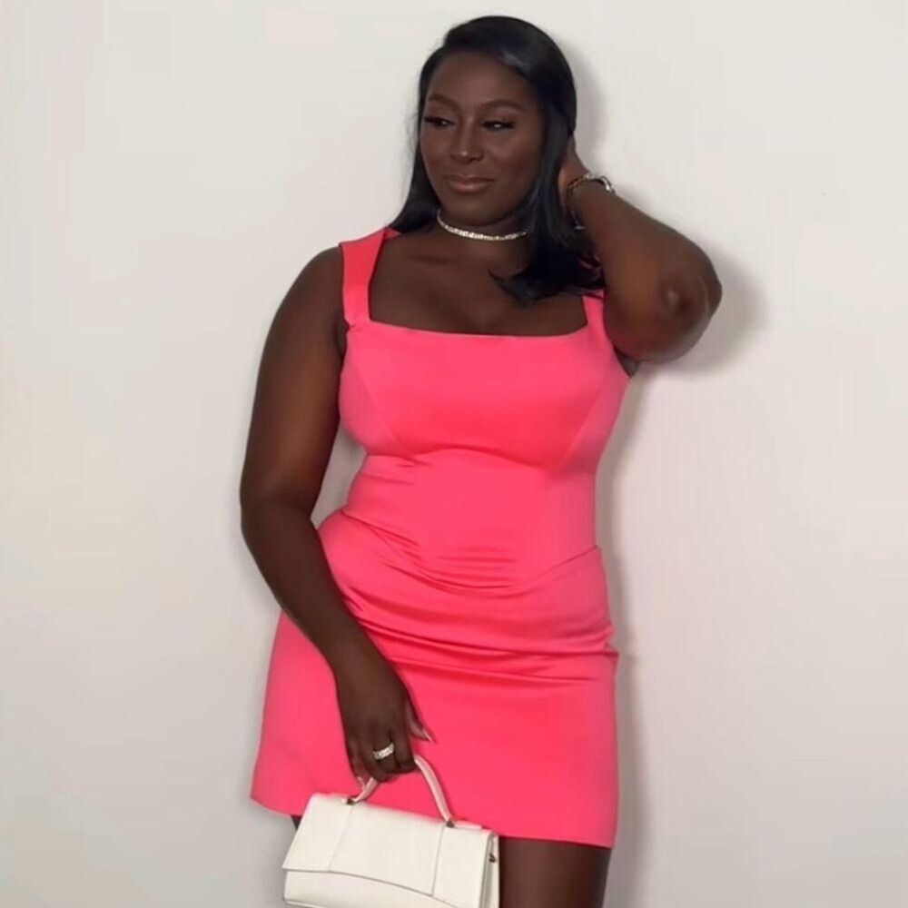 House of CB Hot Pink Square Neck Mini Dress